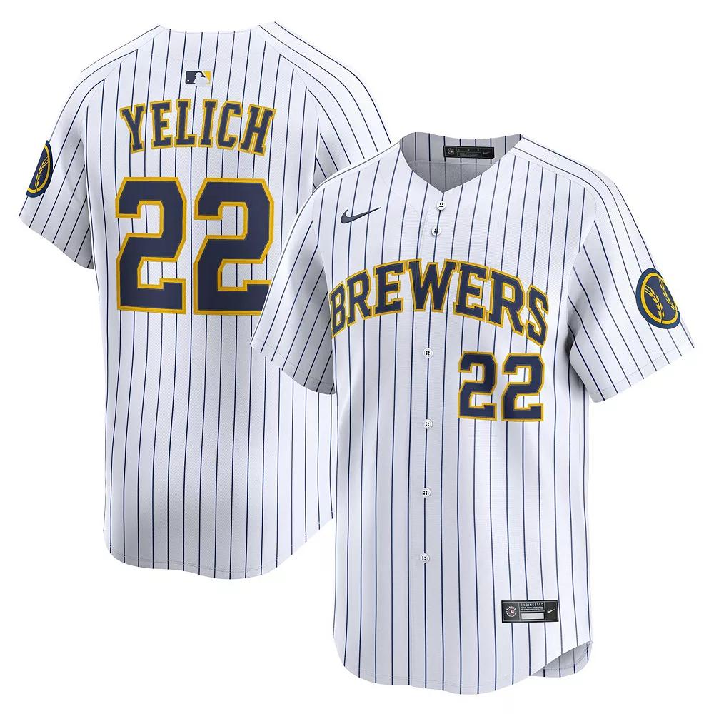 Men's Nike Christian Yelich White Milwaukee Brewers Alternate Limited Jersey, Size: 2XL Product Image