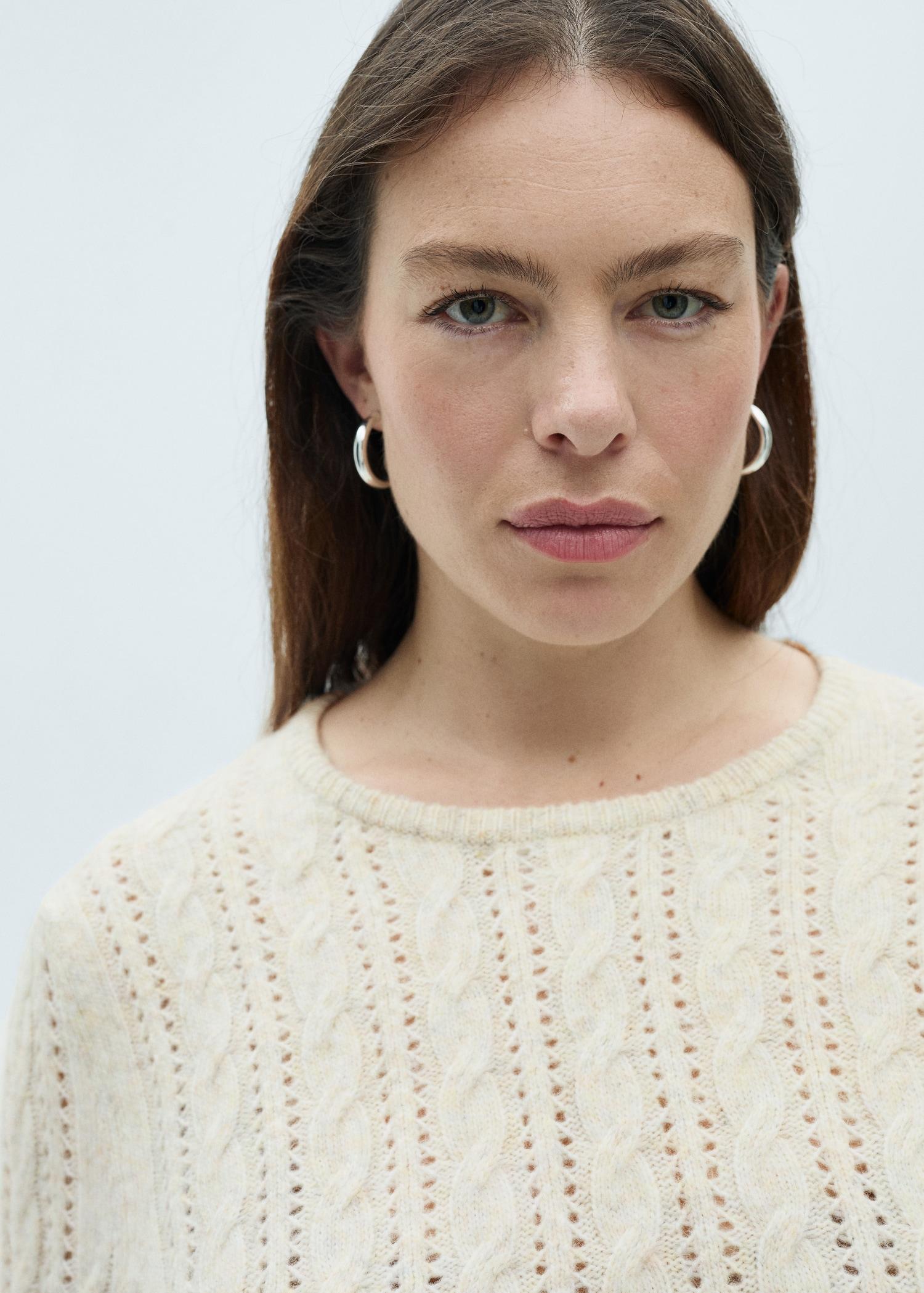 Braided sweater with openwork details - Women | MANGO USA Product Image