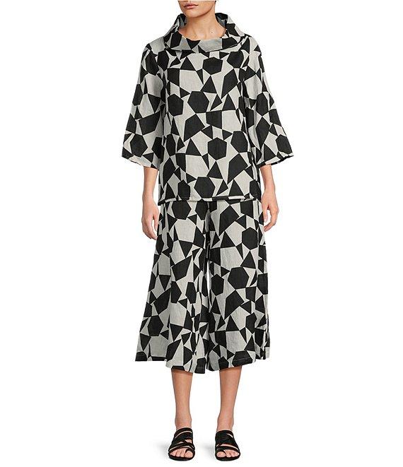 Bryn Walker Ella Woven Prisma Print Wide-Leg Pull-On Coordinating Crop Pants Product Image