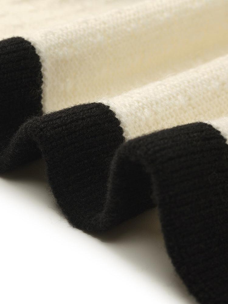 Contrast Trim Cardigan And Vest Dress Two-Piece Set Product Image