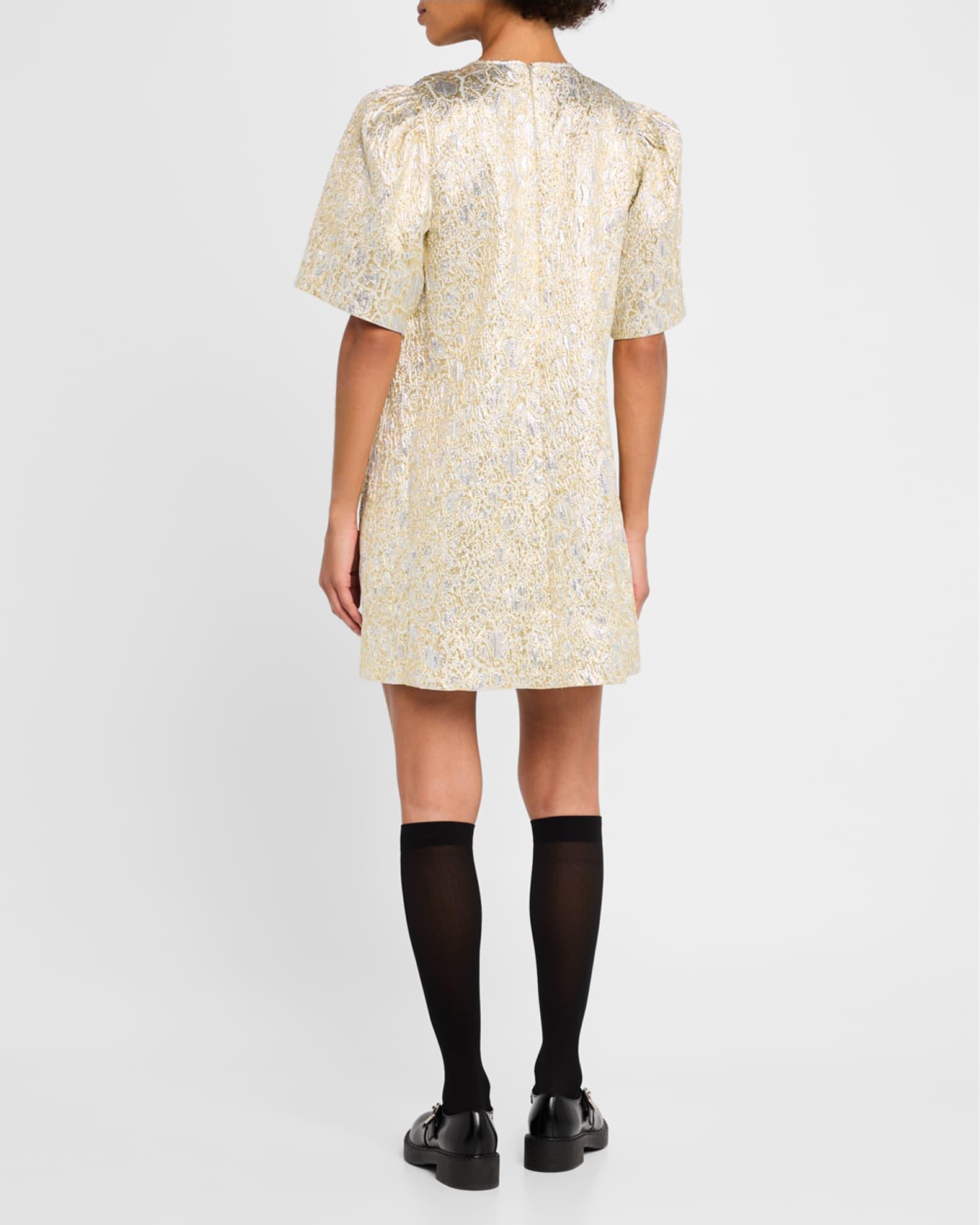 Metallic Cloque Short-Sleeve Mini Dress Product Image