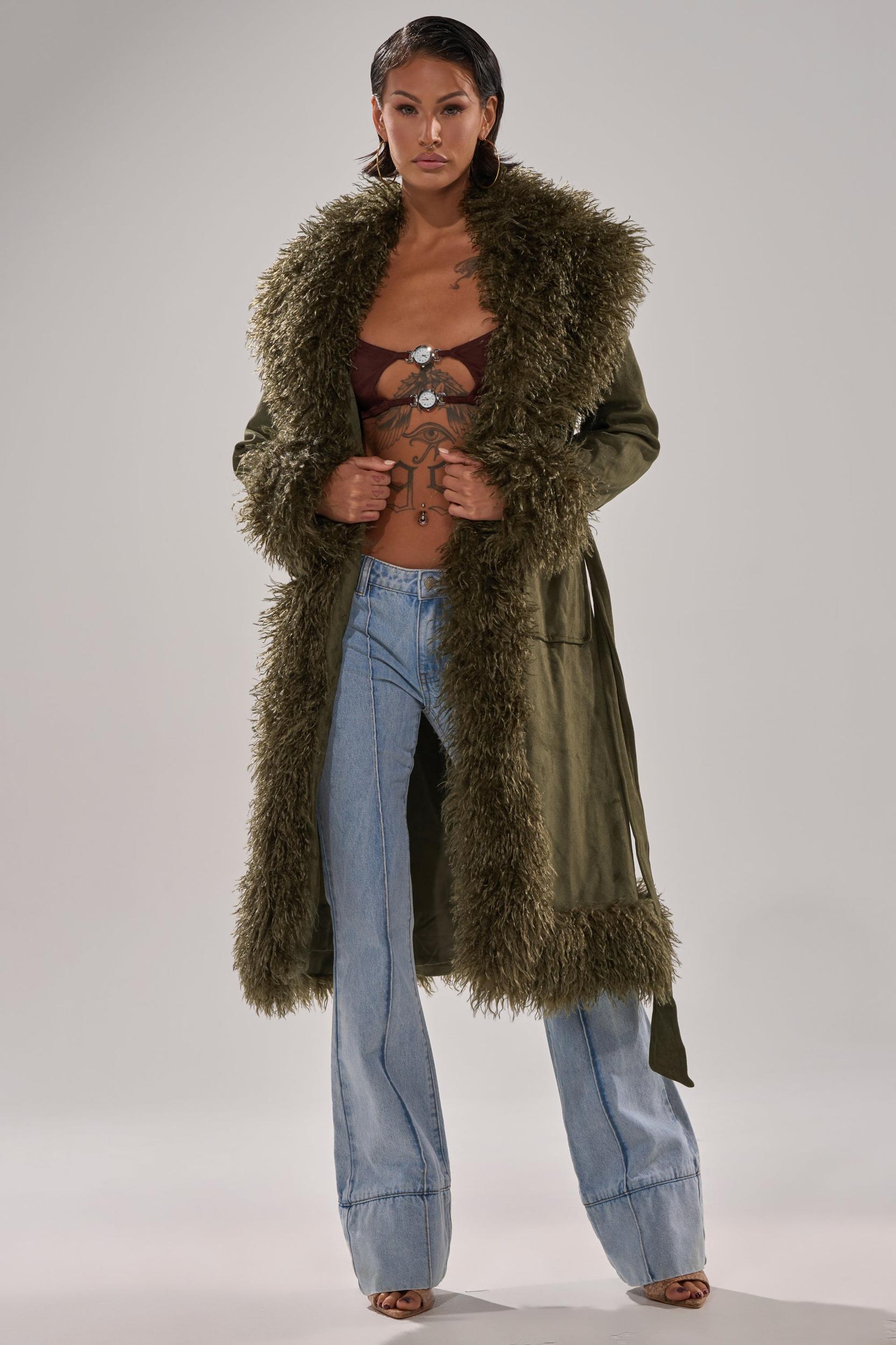 JADE FUR TRIM TRENCH Product Image