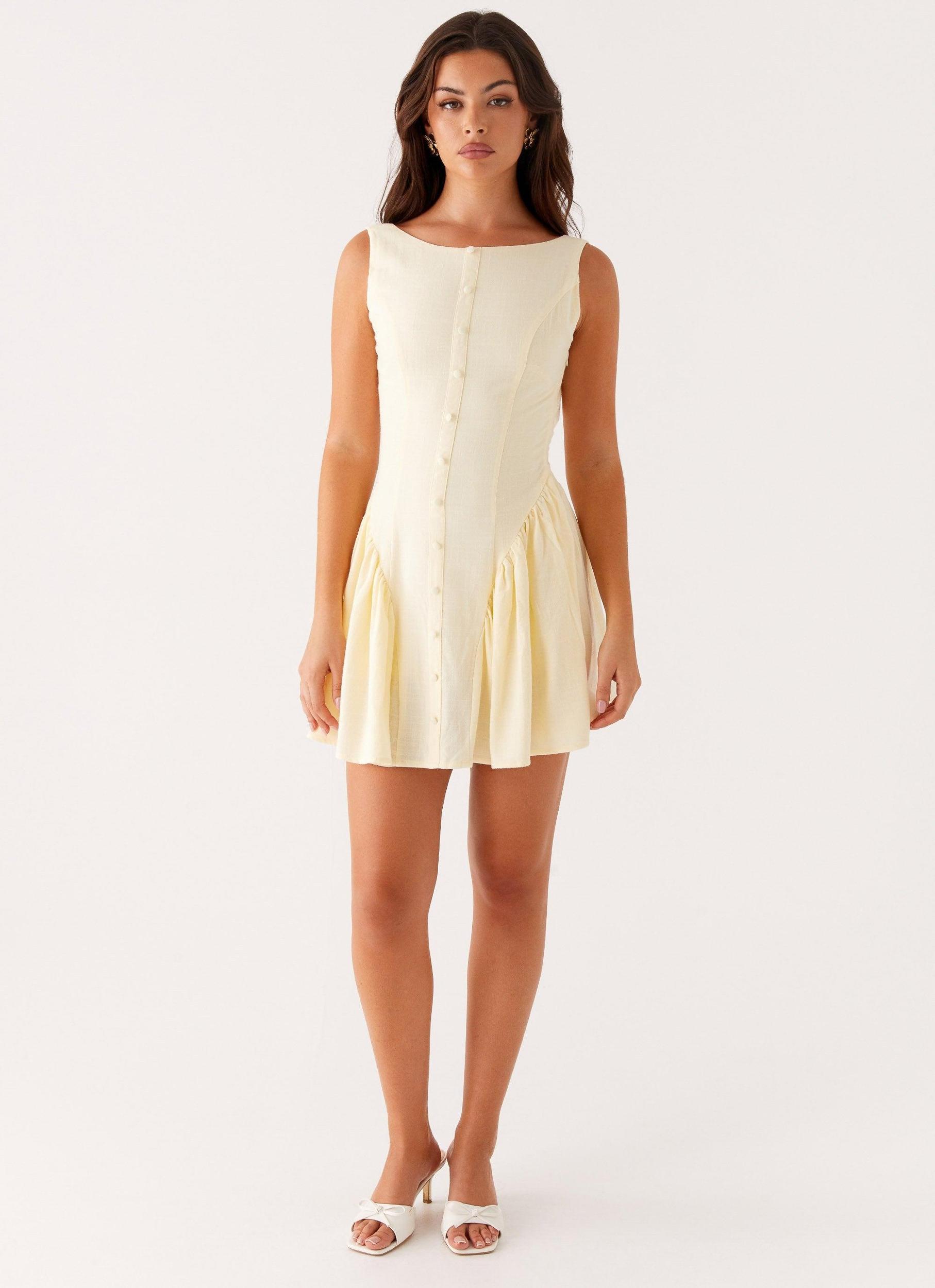 Margo Mini Dress - Pale Yellow Product Image