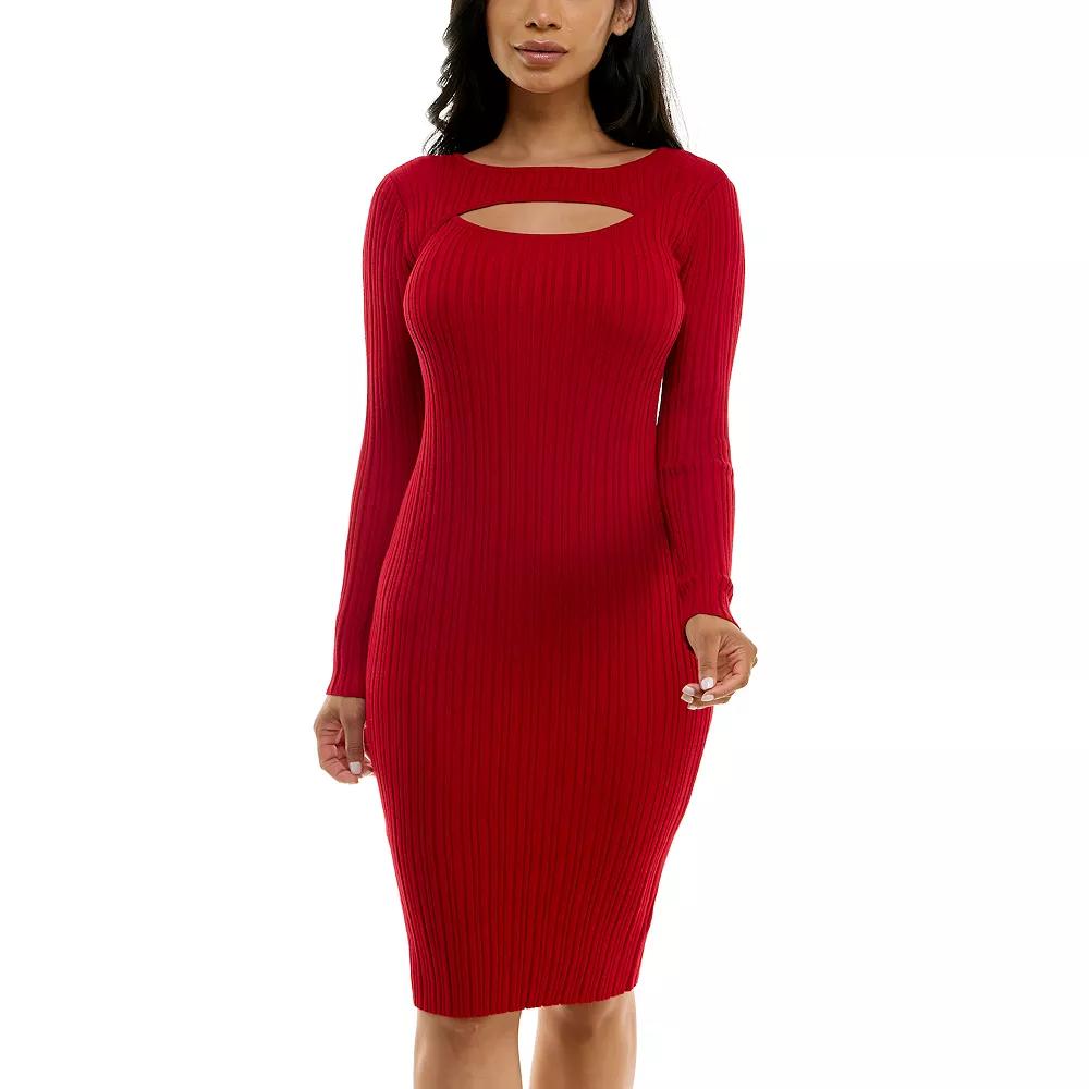 Women's Nina Leonard Ribbed Midi Sweater Dress,  Product Image