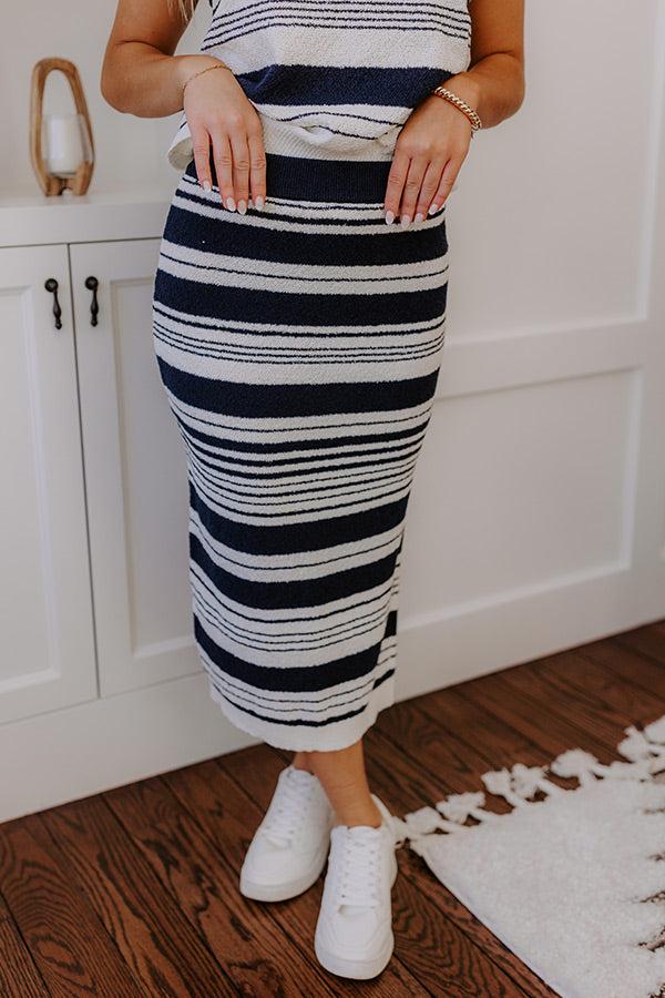 Piers And Cheers High Waist Stripe Knit Skirt Product Image