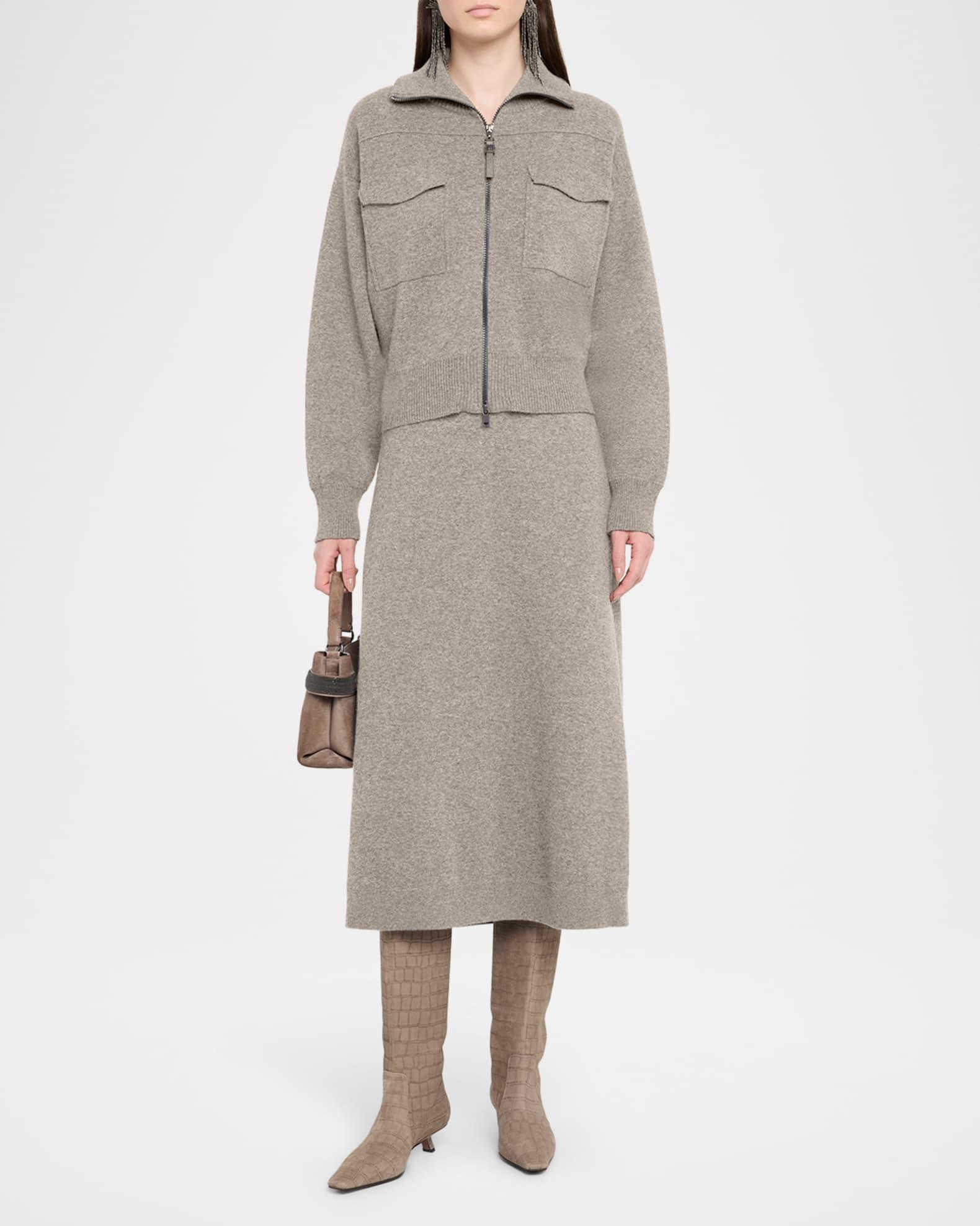 Cashmere Knit A-Line Midi Skirt Product Image