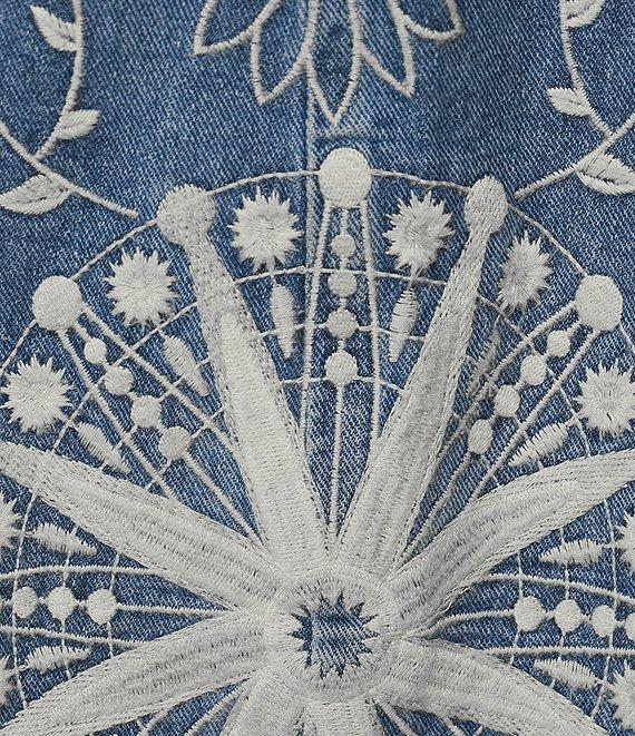 Prosperity Denim Mid Rise Embroidered Barrel Jeans Product Image