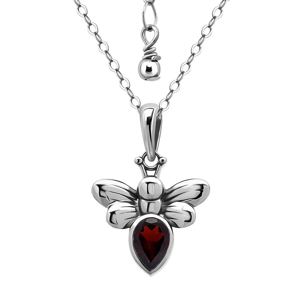 Aleure Precioso Sterling Silver Bee Pendant Necklace, Women's, Size: 16-18" ADJ, Red Product Image
