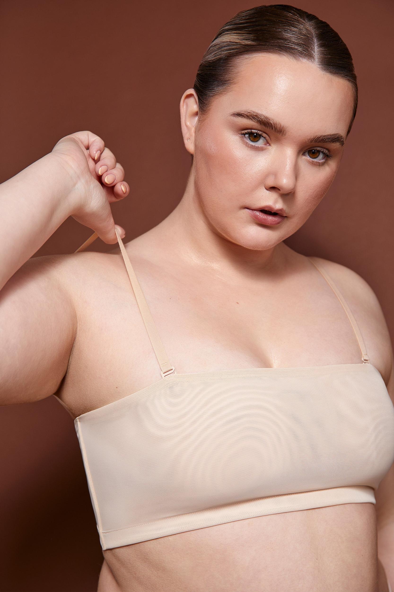 Soft Mesh Bandeau Bra in Beige Product Image