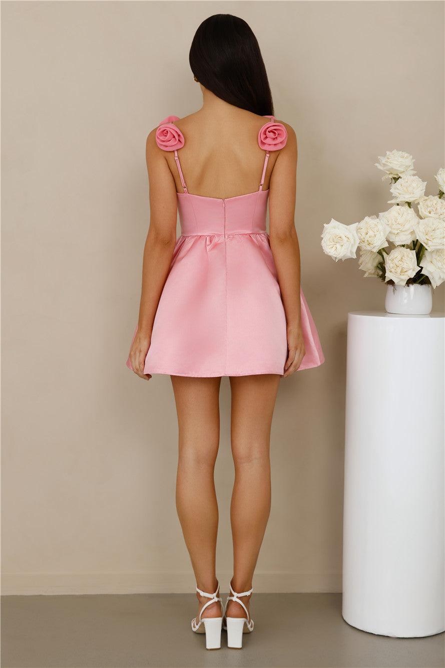 Rosé Romance Satin Mini Dress Pink Product Image