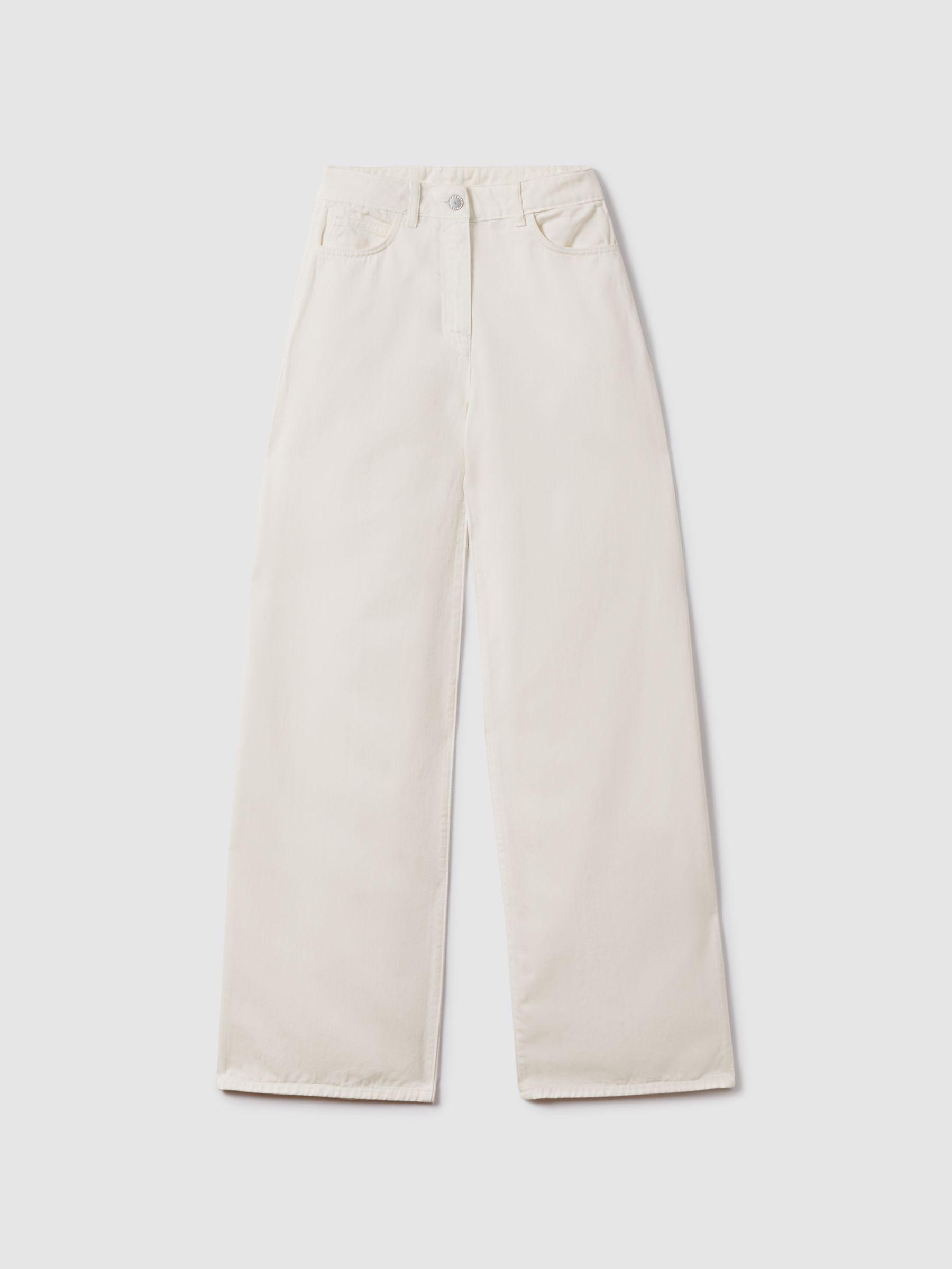 Garment Dyed Wide Leg Trousers in Cream Product Image