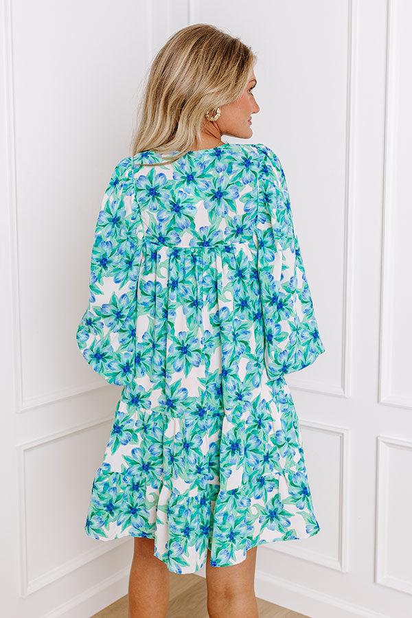 Coastal Cruise Floral Mini Dress in Green Product Image