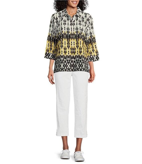 Allison Daley 3/4 Sleeve Point Collar Button Front Shirt Product Image