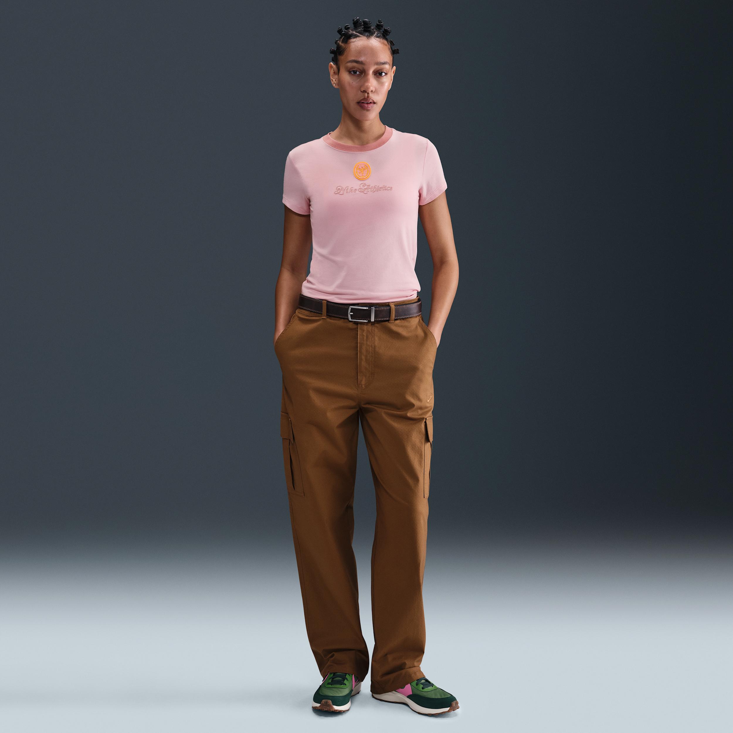 Womens Nike Sportswear Chill Knit Slim Cropped Graphic T-Shirt | IH7802-607 Product Image