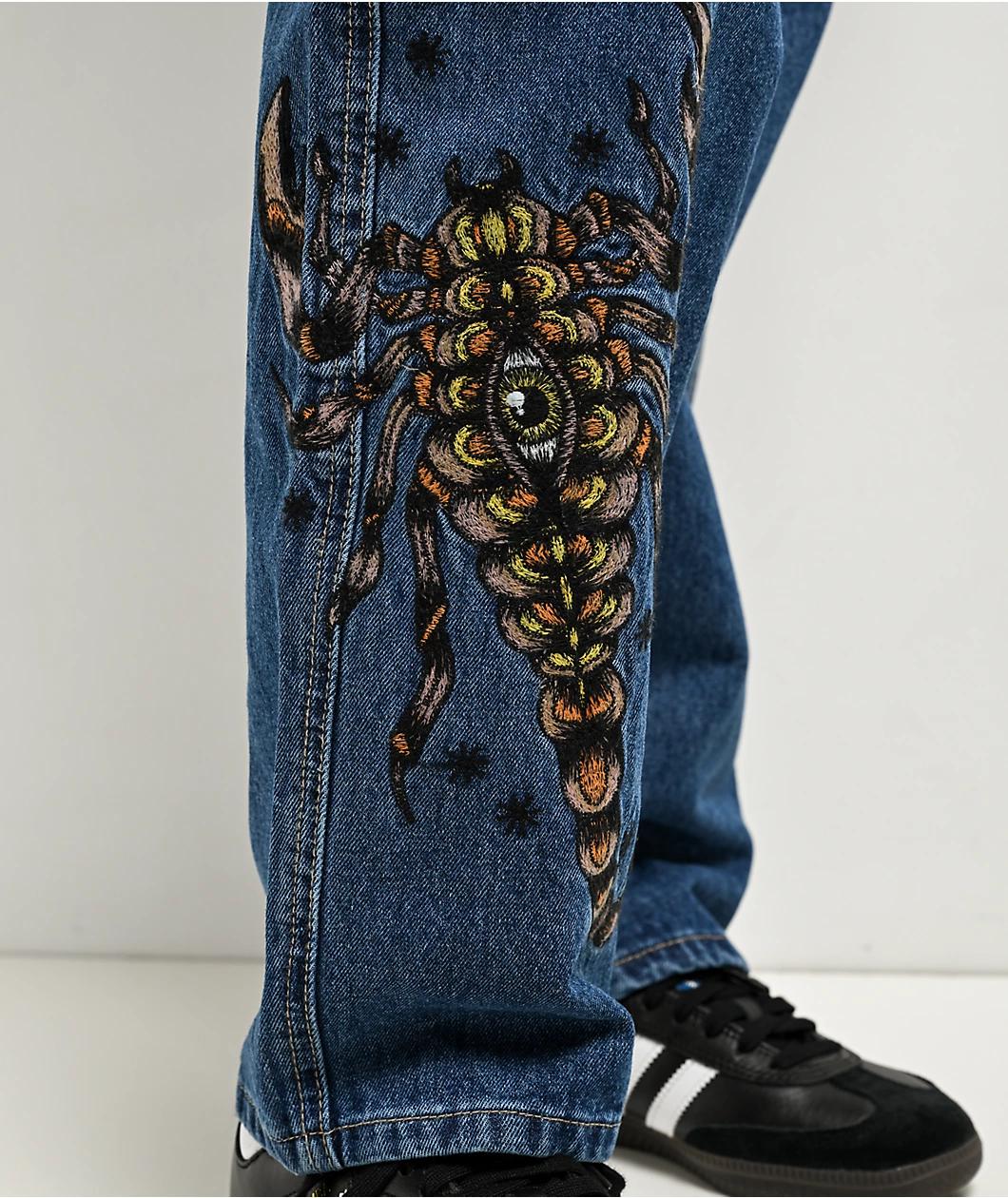 Empyre Tori Scorpion Embroidery Blue Skate Jeans Product Image