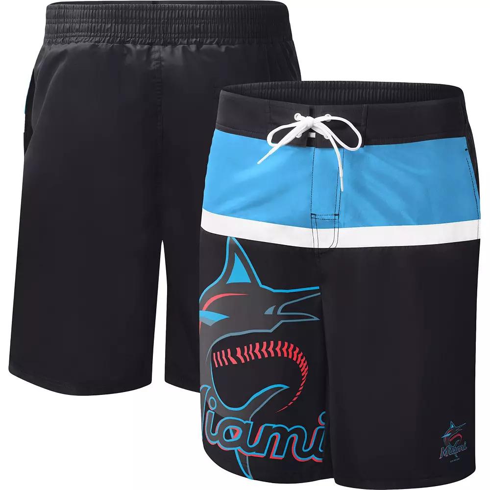 Men's G-III Sports by Carl Banks Black Miami Marlins Sea Wind Swim Shorts, Size: Medium Product Image
