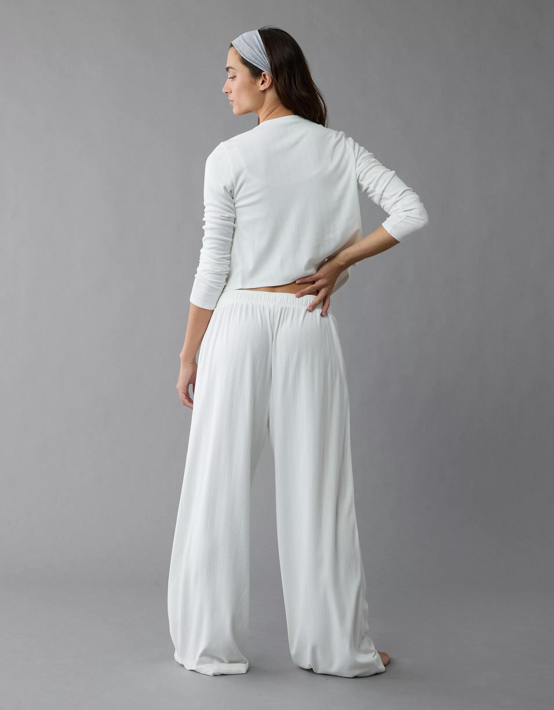 AE 3-Piece Pointelle Plush Cardigan Pajama Set Product Image