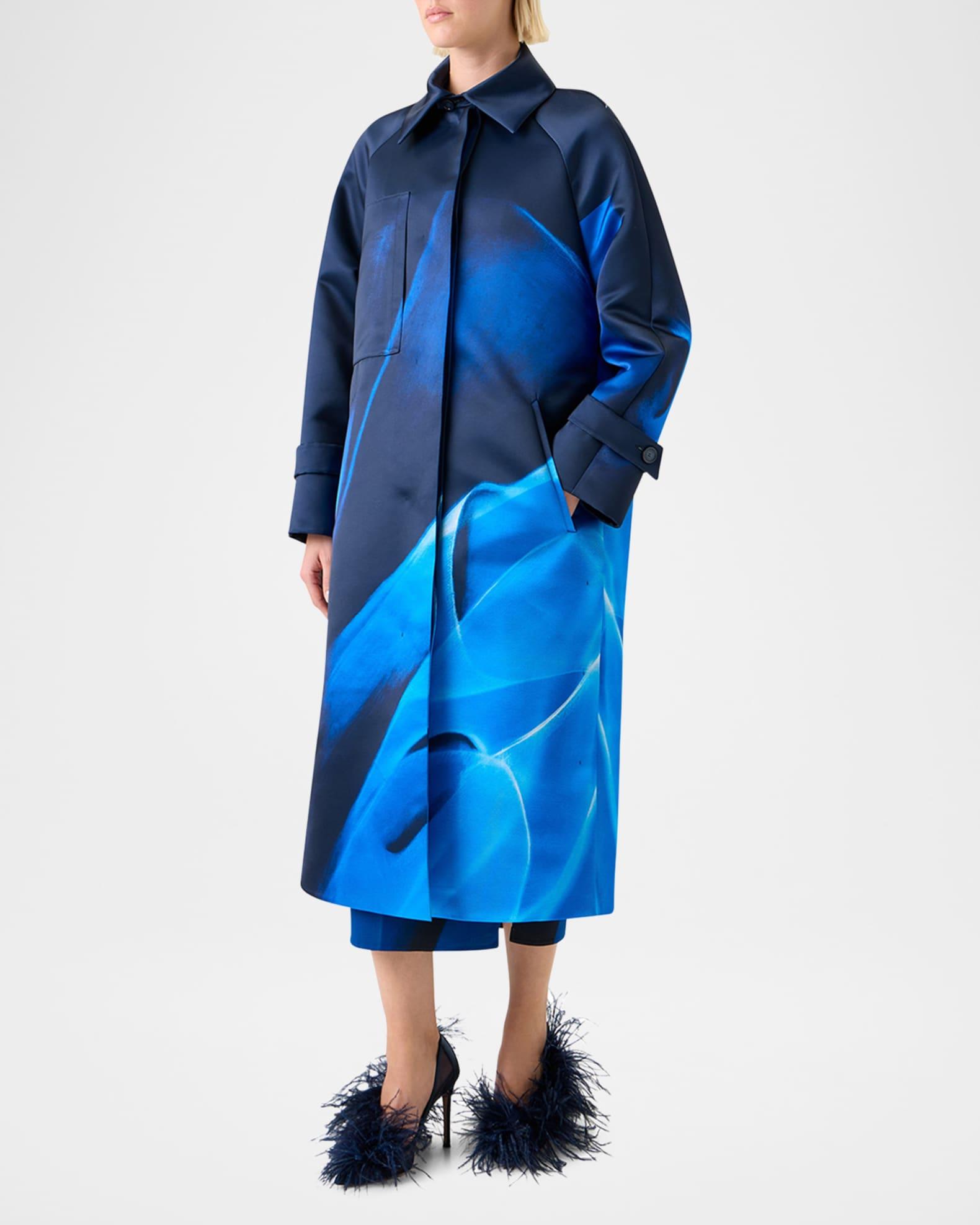 Elliot Silk Duchess Alysons Cyanotype-Print Oversized Coat Product Image