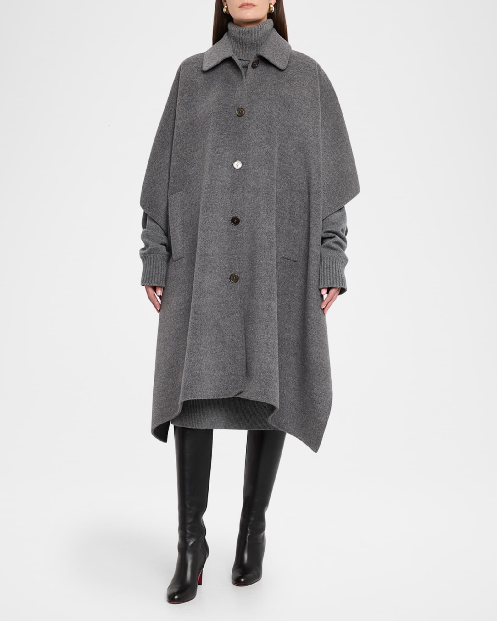Collared Wool Poncho Coat Product Image