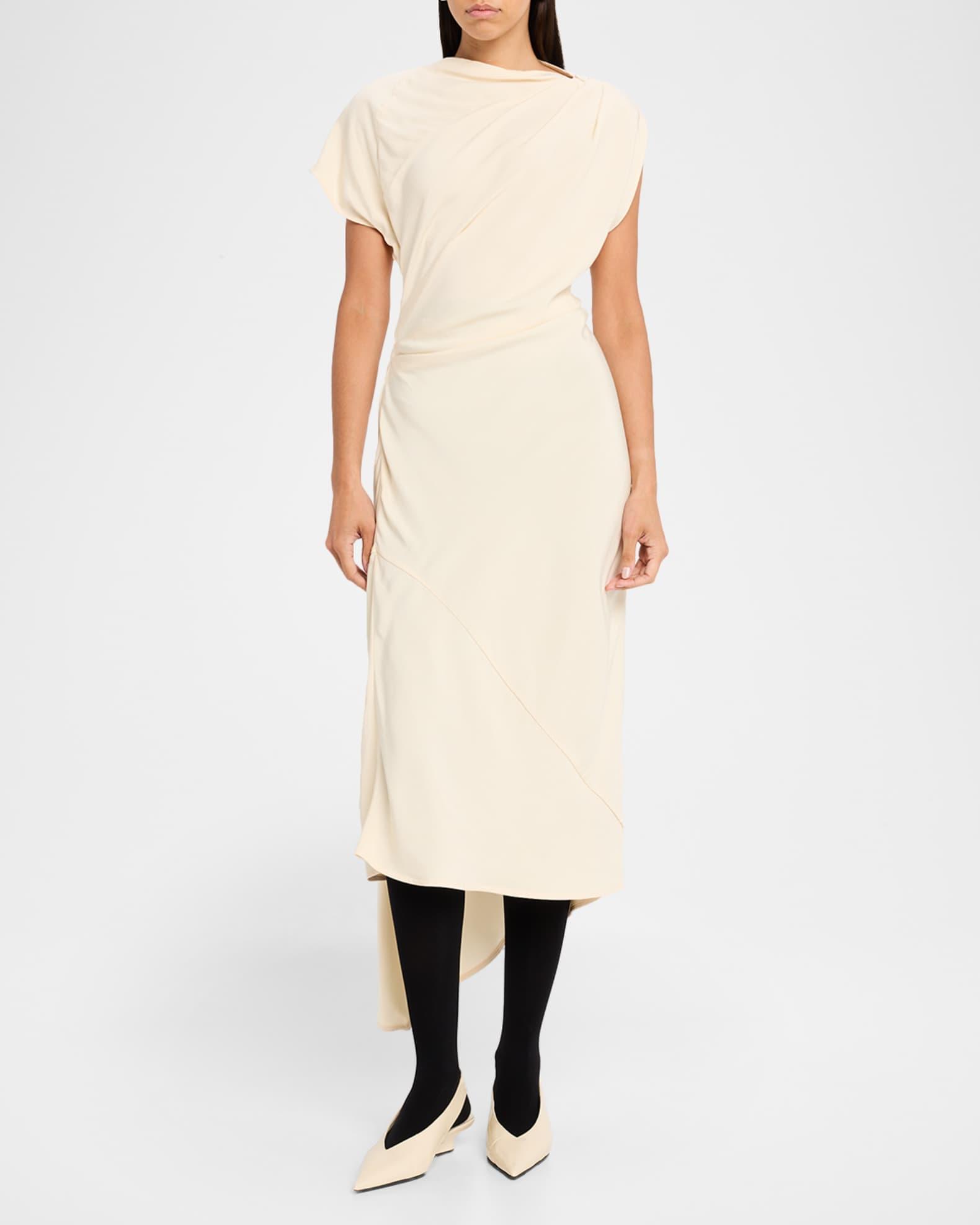 Hallie Hammered Viscose Draped Midi Dress Product Image