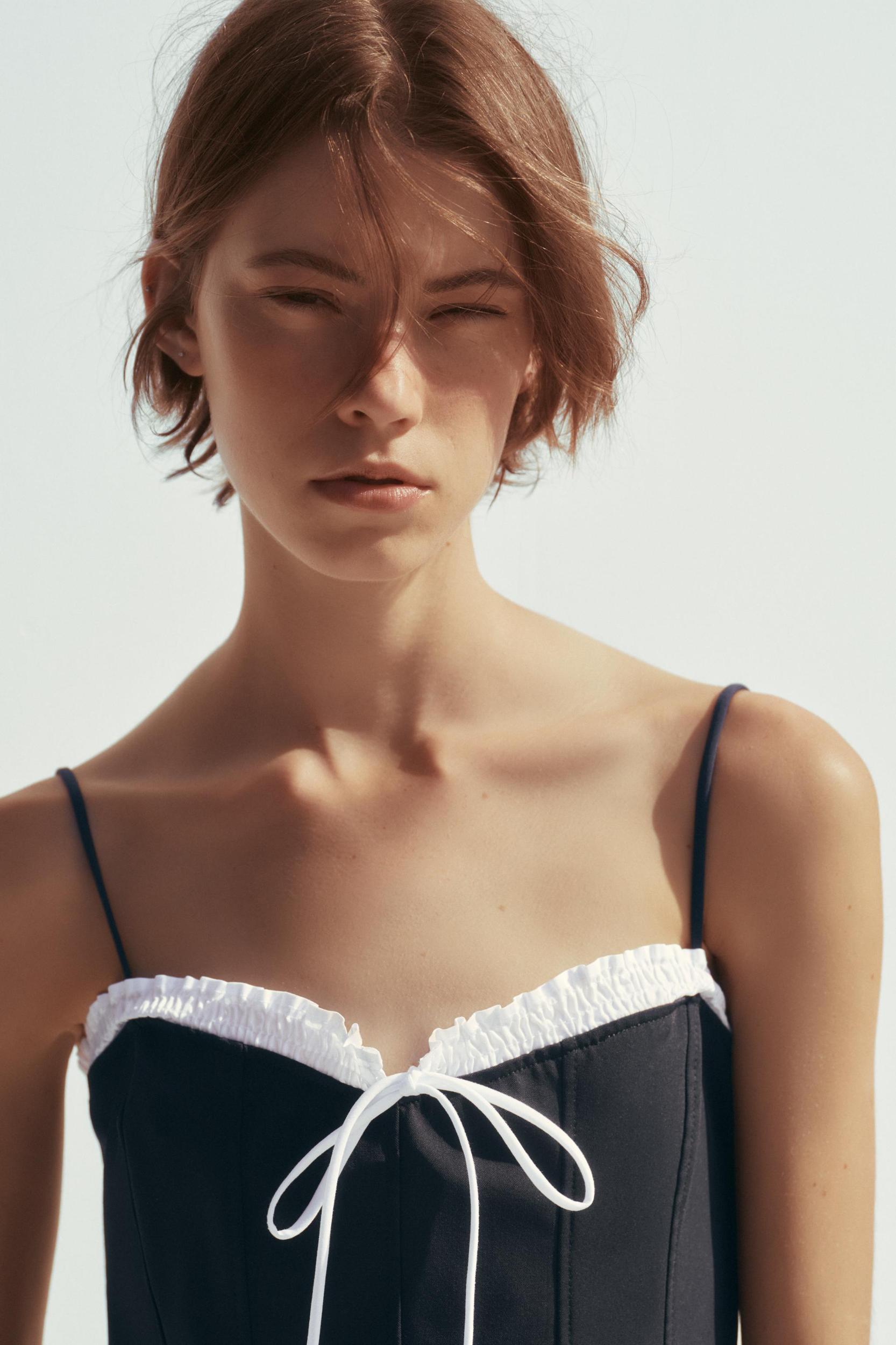 BOW RUFFLE STRAPPY DRESS Product Image