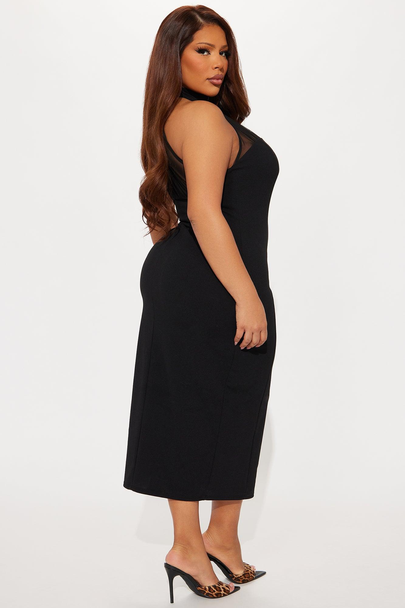 Hayley Sleeveless Mock Neck Midi Dress - Black Product Image