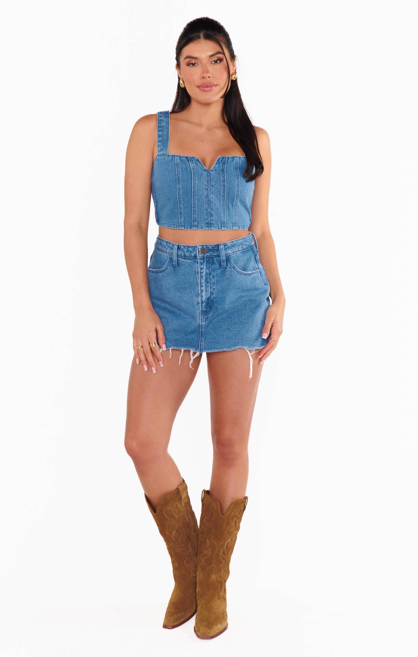 Crossroads Corset Top ~ Foggy Blue Product Image