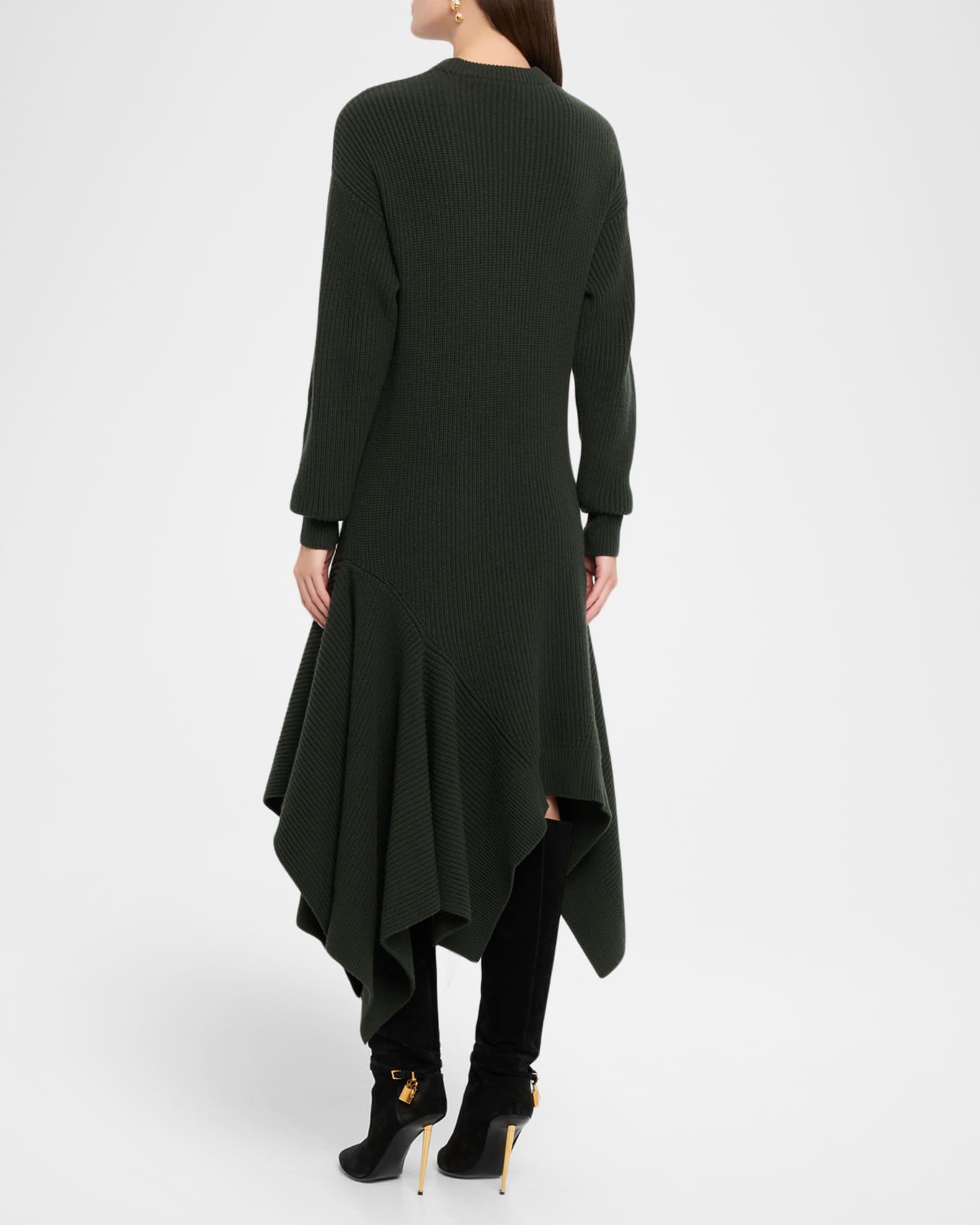 Long-Sleeve Cashmere Asymmetric Midi Sweater Dress Product Image