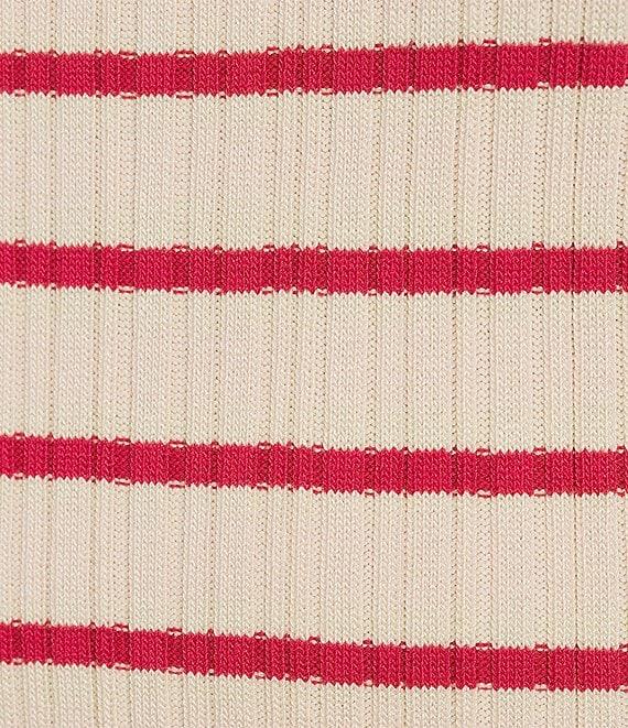 Skies Are Blue Striped Rib Knit High Neck Sleeveless Top Product Image