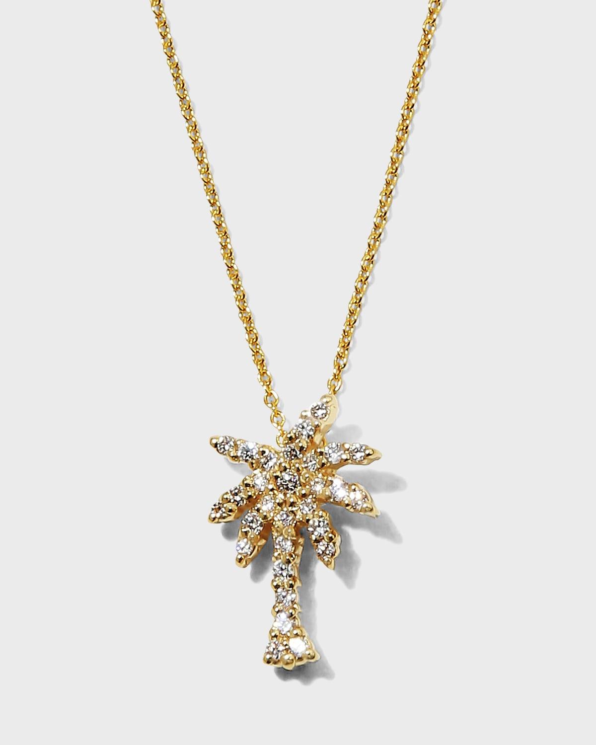 Womens Tiny Treasures 18K Yellow Gold & Diamond Small Palm-Tree Pendant Necklace Product Image