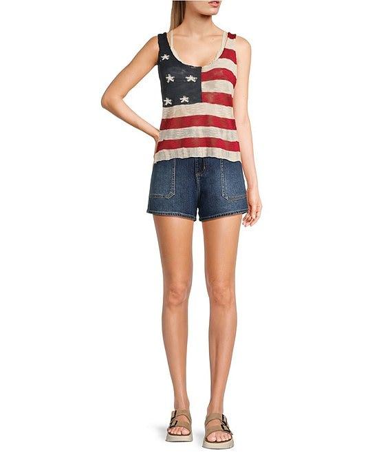 Angie Sleeveless American Flag Knit Tank Top Product Image