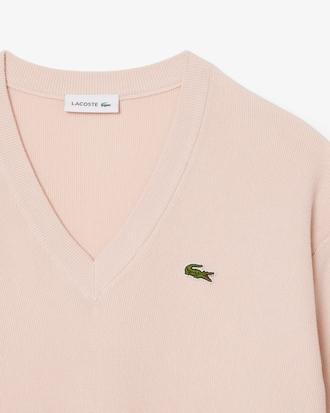 V Neck Cotton Moss Stitch Sweater Product Image
