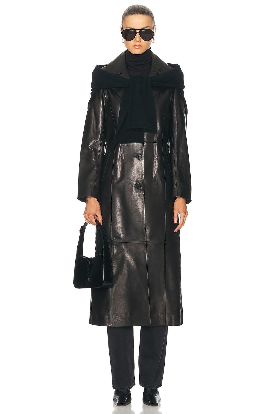 Tamara Belted Leather Trench Coat Product Image