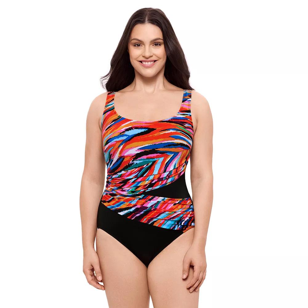 Women's Great Lengths Imperial Wave Wrap Sash Tank One-Piece Swimsuit, Size: 10, Imperial Blue Product Image