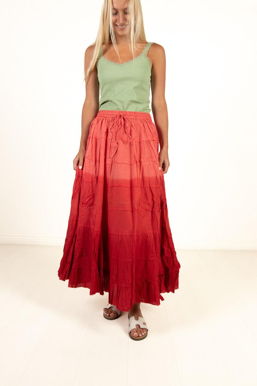 Pink Tiered Maxi Skirt Product Image
