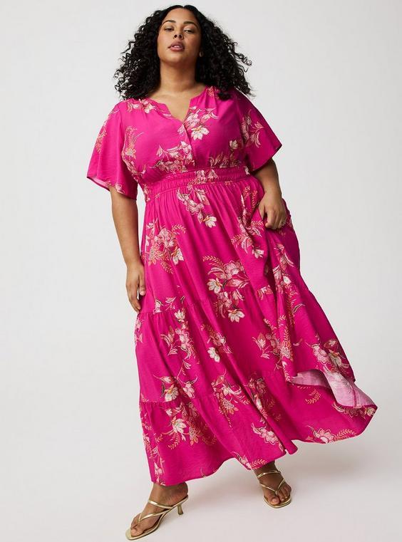 Y-Neck Tiered Maxi Dress Product Image