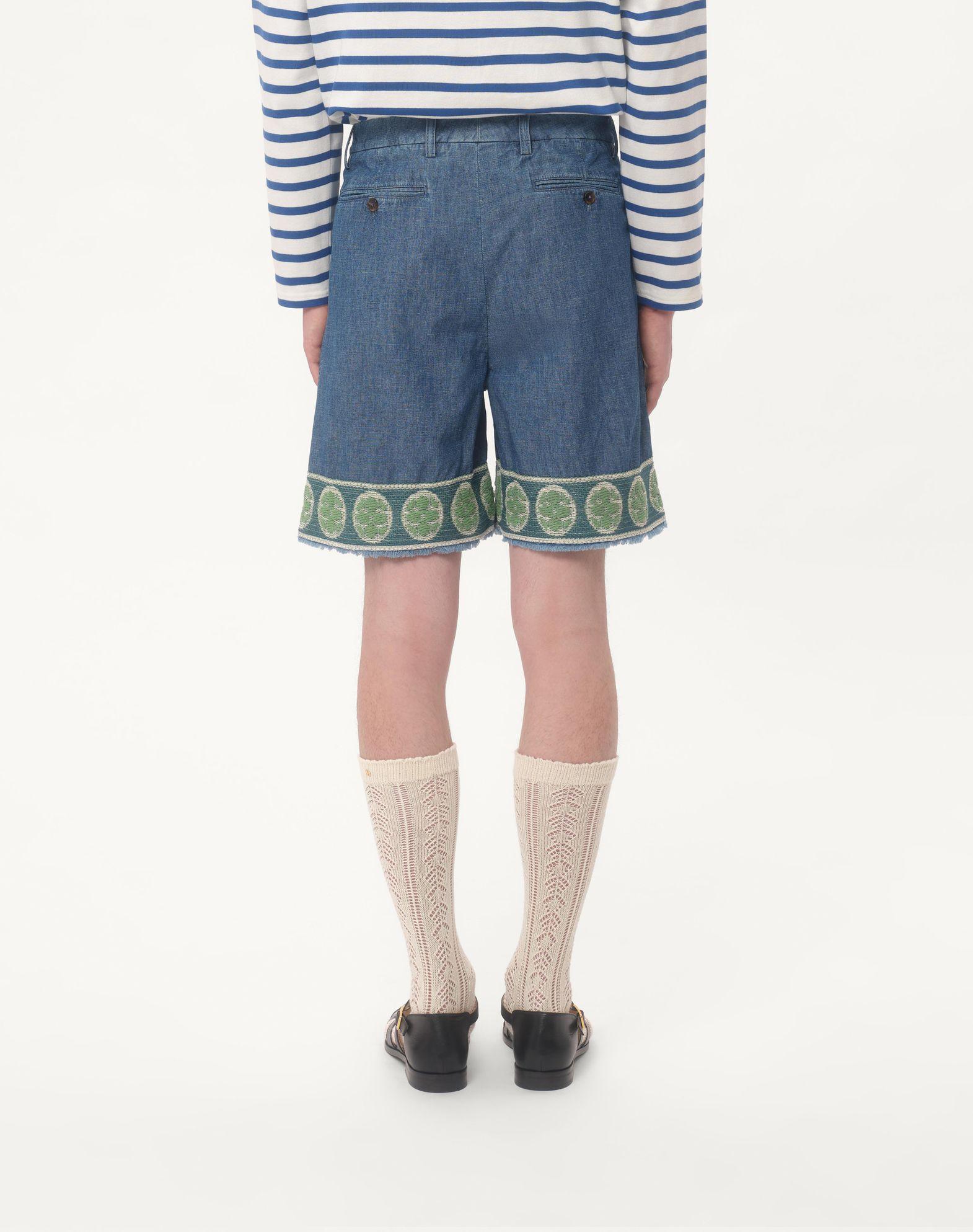 Denim Bermuda Shorts With Jacquard Hem Product Image