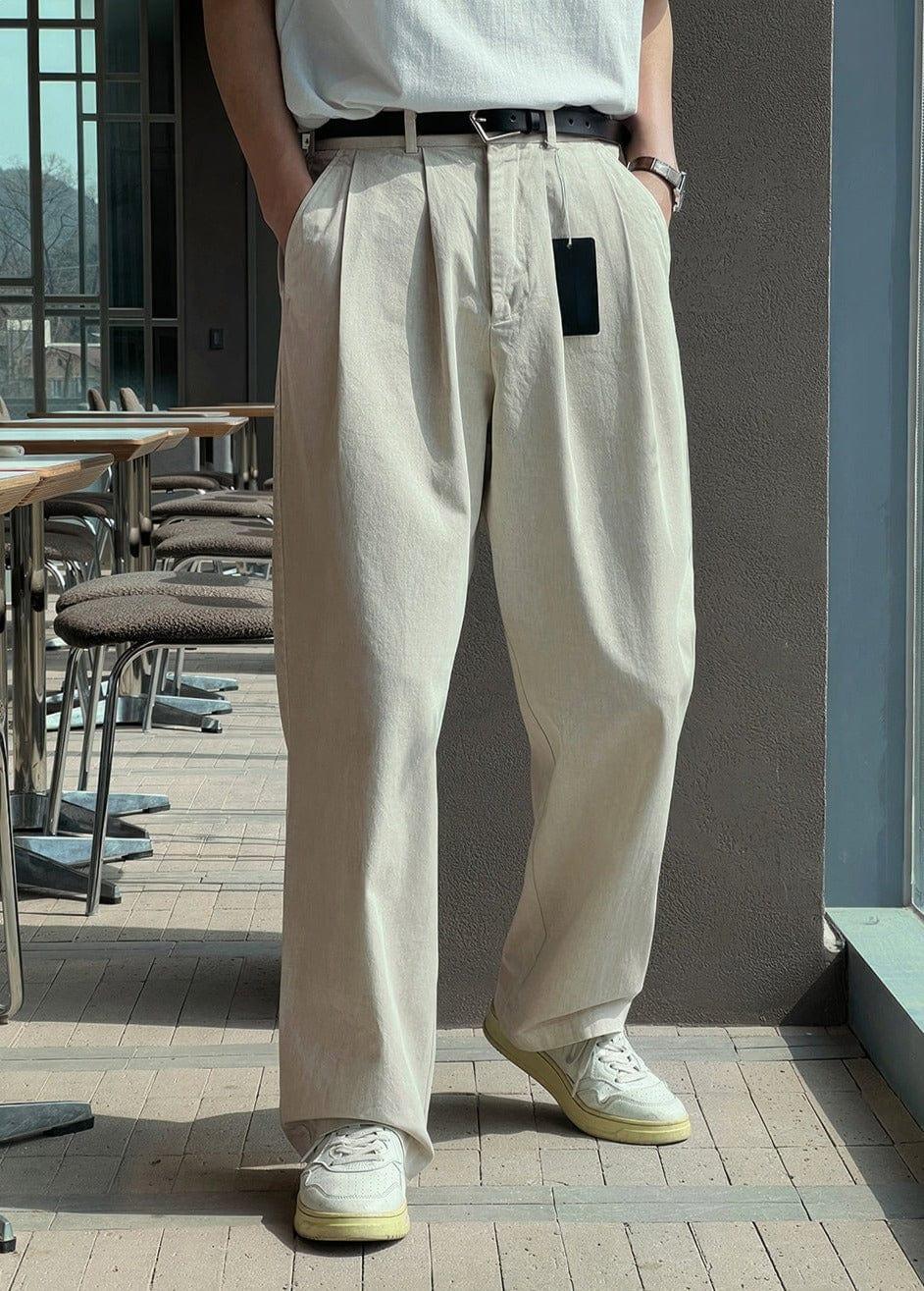 RT No. 11644 PLEATED FOLDED RELAX STRAIGHT JEANS Product Image