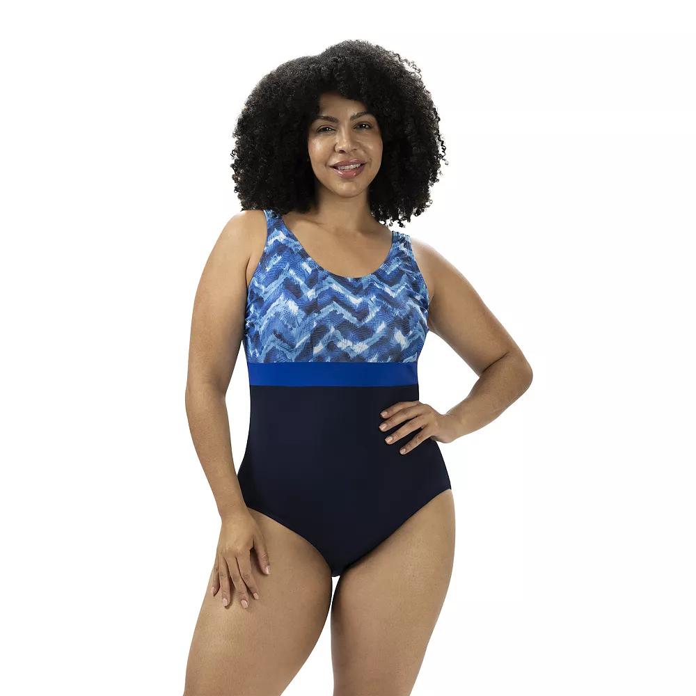 Women's Dolfin Aquashape Printed One-Piece Swimsuit, Size: 18, Blue Product Image
