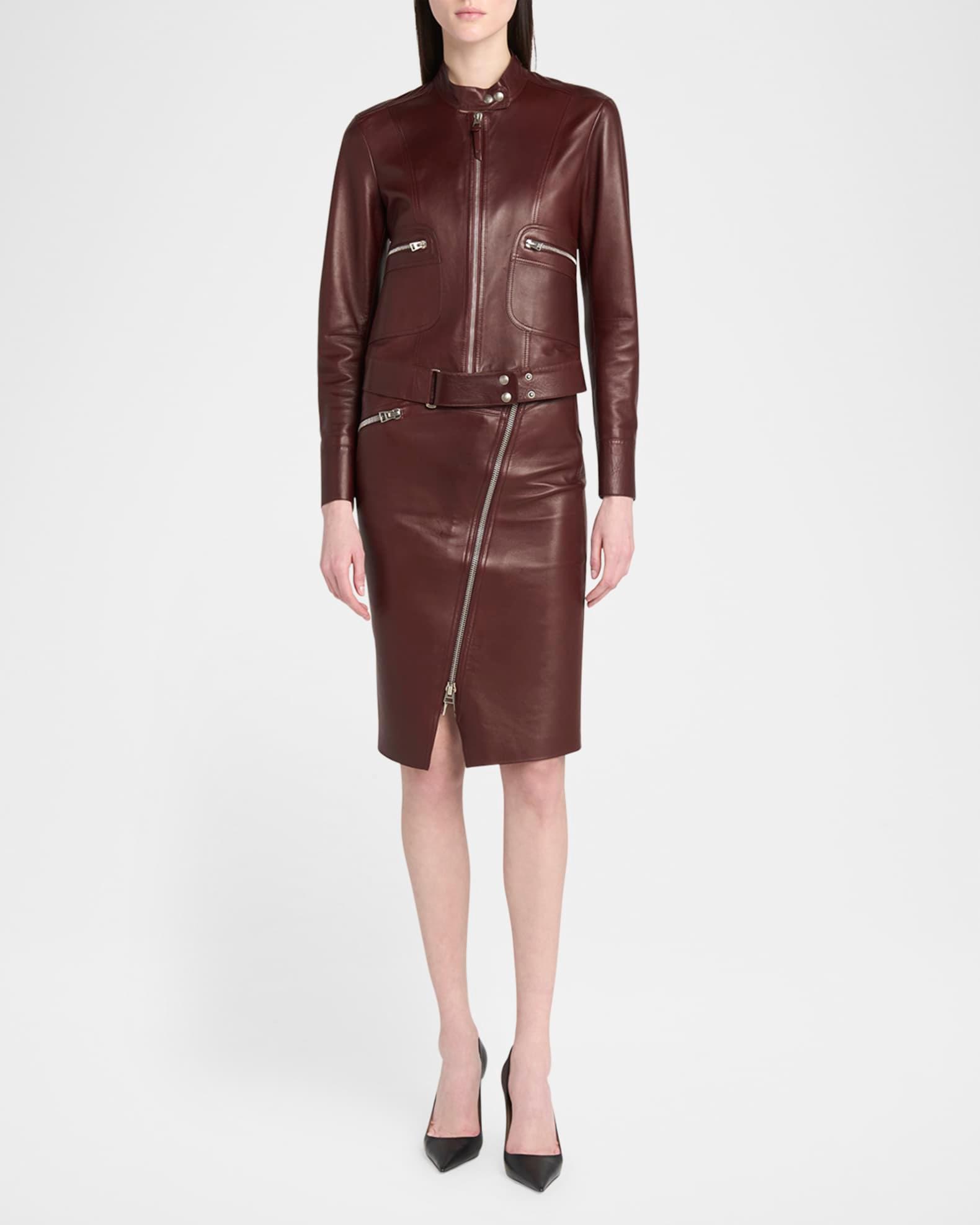 Luxe Plonge Leather Racer Jacket Product Image