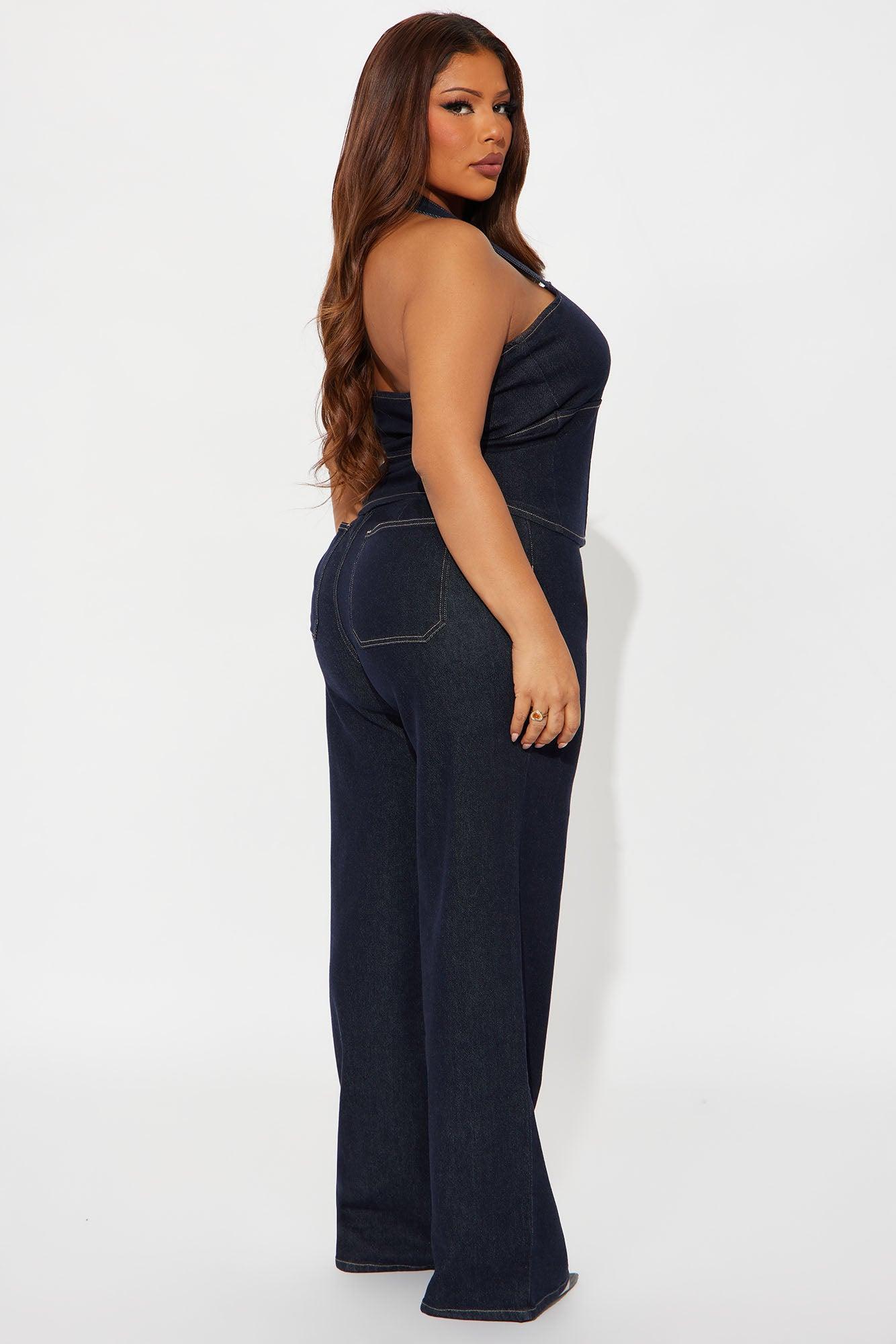 Annice Denim Halter Pant Set - Dark Wash Female Product Image