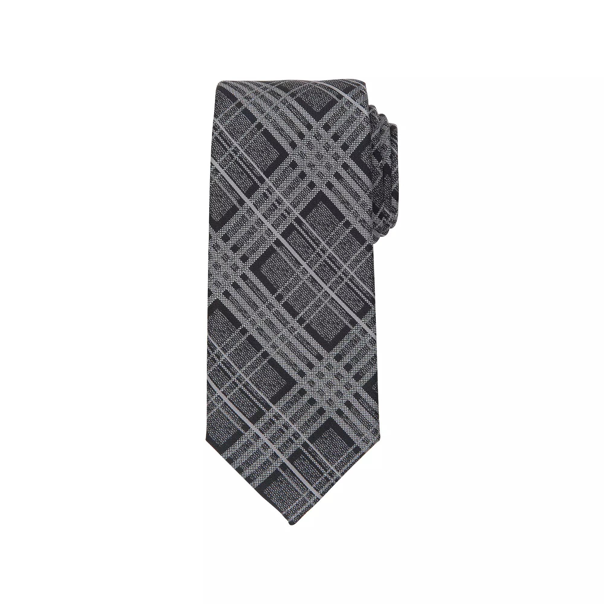 Men's Bespoke Patterned Tie, Black Shaw Product Image