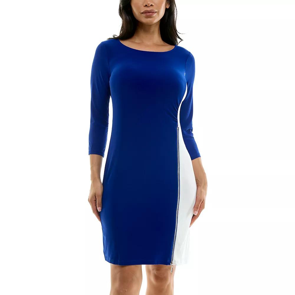 Women's Nina Leonard Colorblock Faux-Wrap Mini Dress,  Product Image