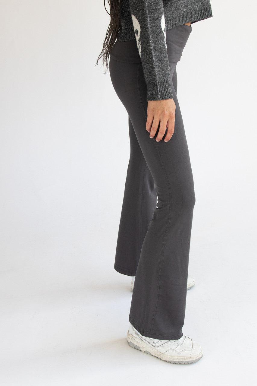 Fold Over Fleece Lined Flare Leggings Product Image