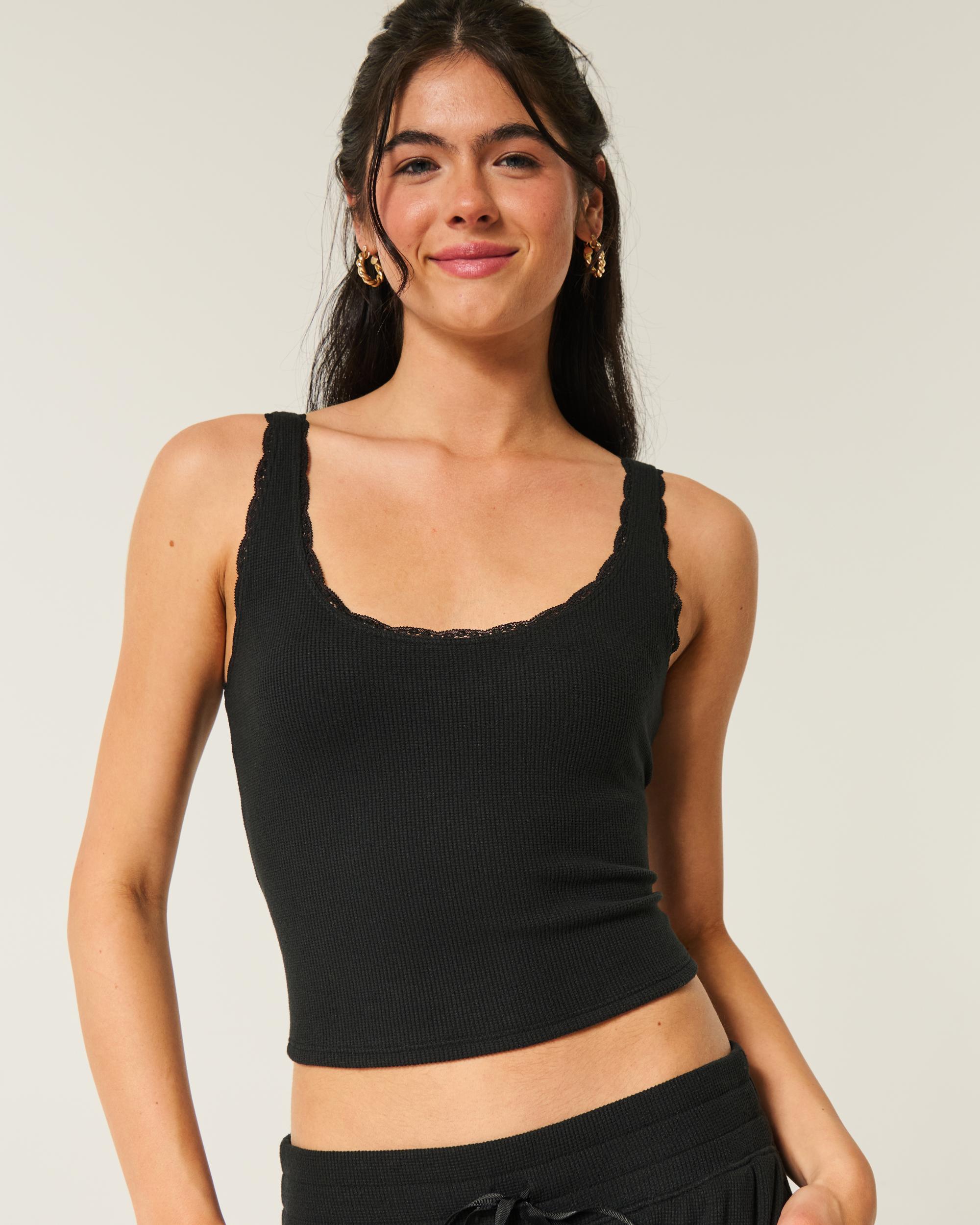 Gilly Hicks Cozy Waffle Lace Trim Tank Product Image