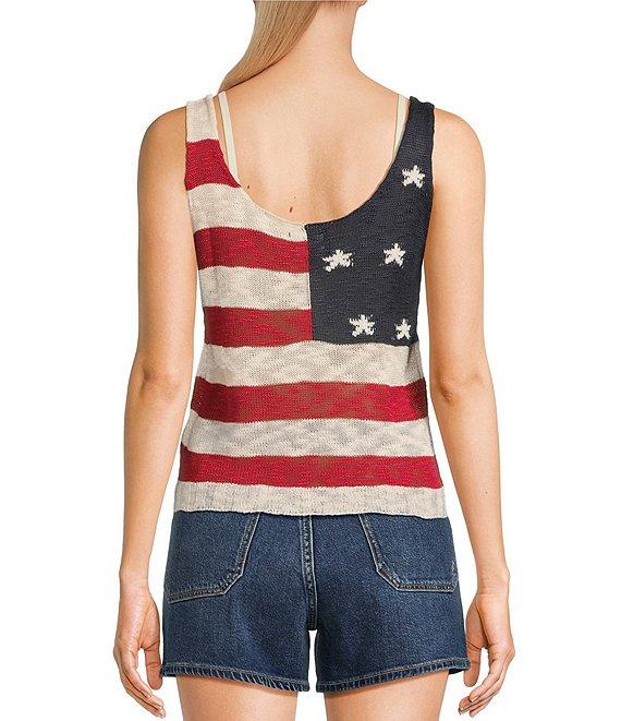 Angie Sleeveless American Flag Knit Tank Top Product Image