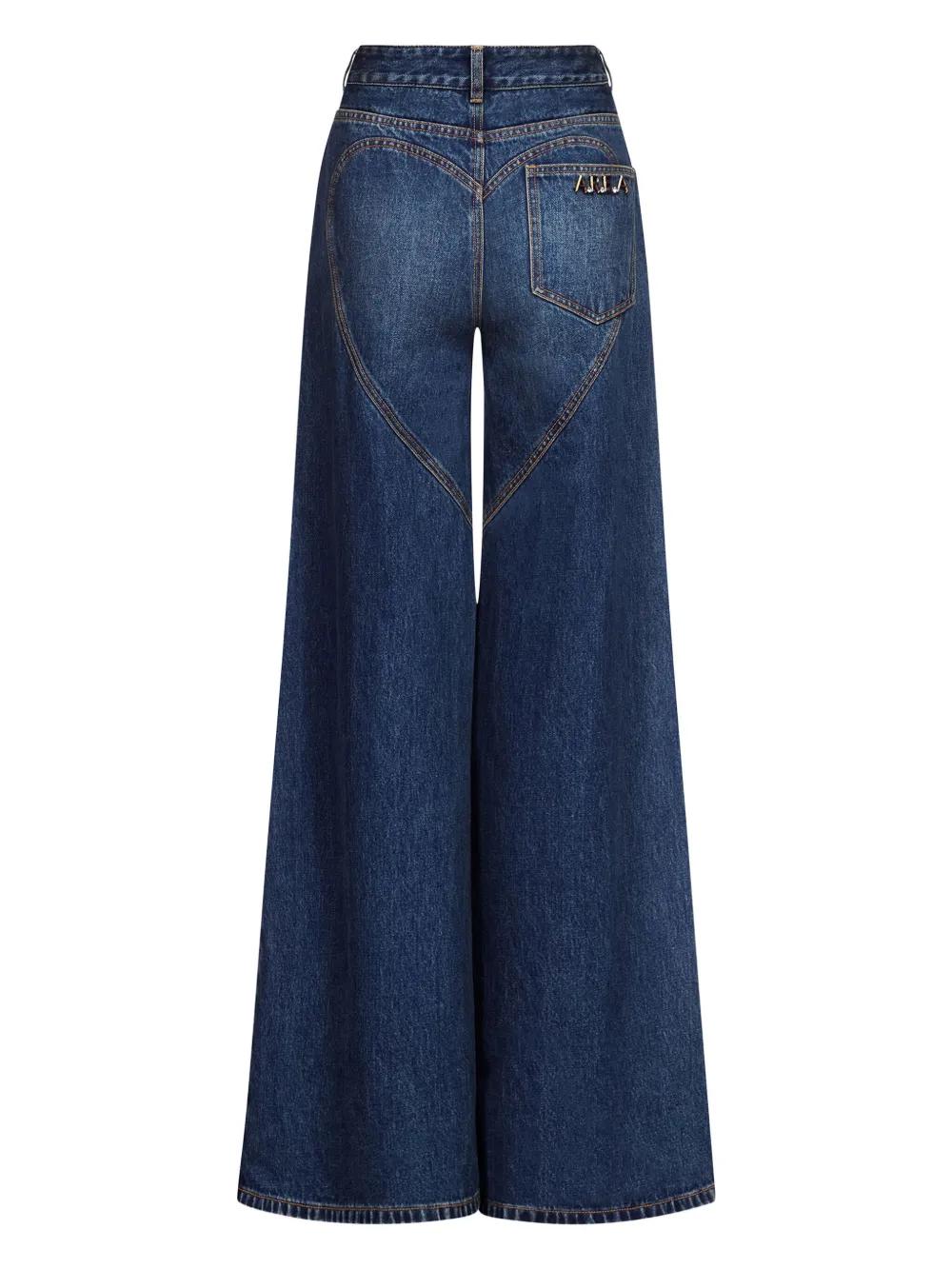 Crystal Heart Charm wide-leg jeans Product Image