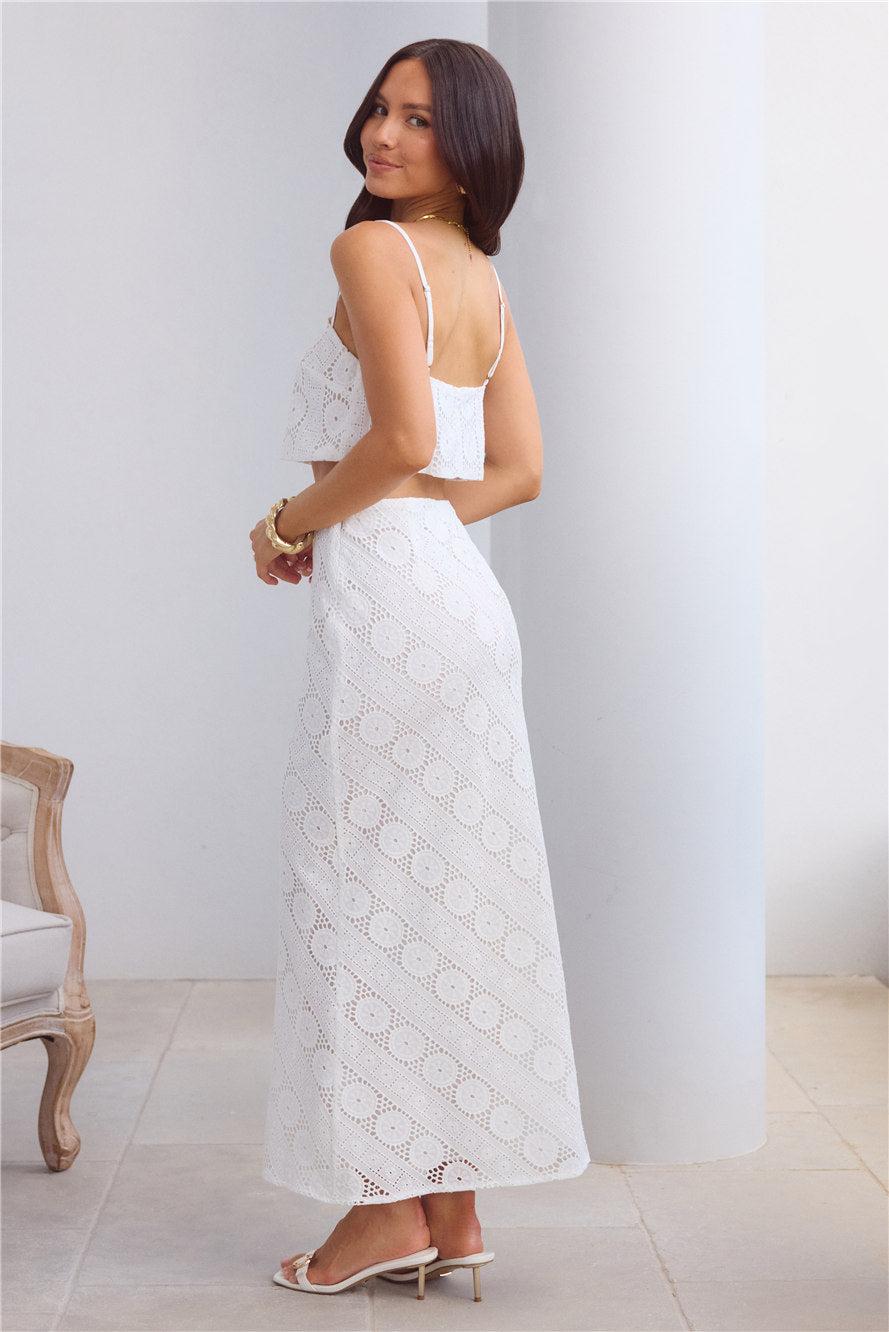 Island Calm Embroidered Maxi Skirt White Product Image