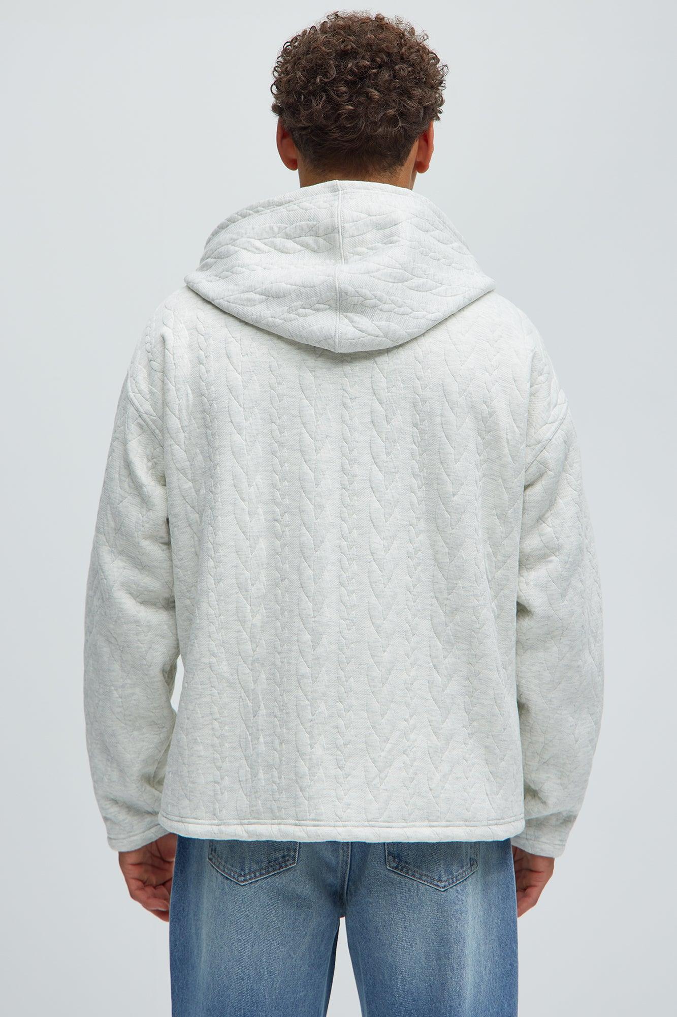 Lane Cable Knit Zip Up Hoodie - Heather Grey Product Image