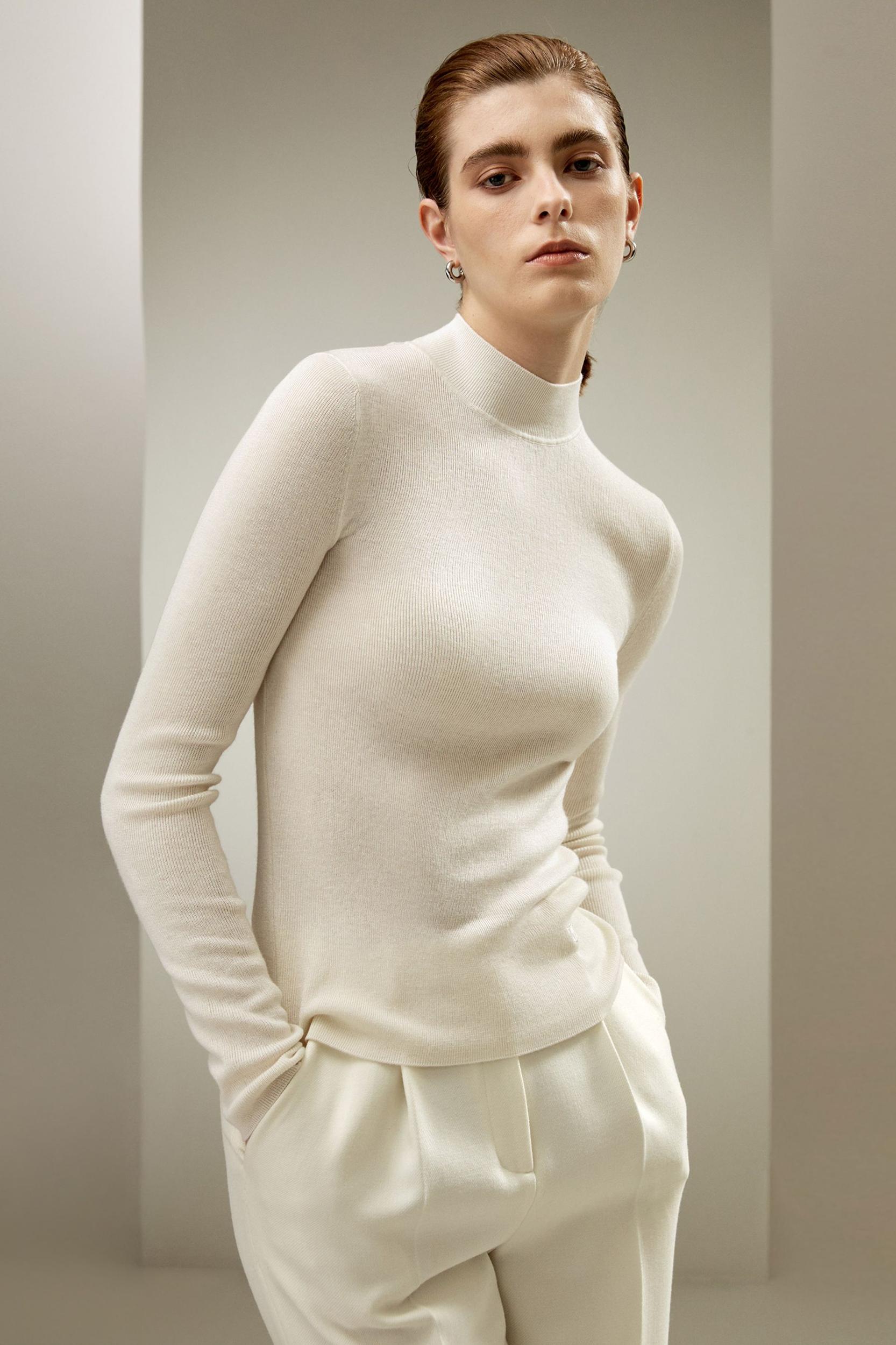 LILYSILK Womens Cashmere Pullover - Black Cashmere Silk - Lightweight Autumn and Winter Top M Product Image